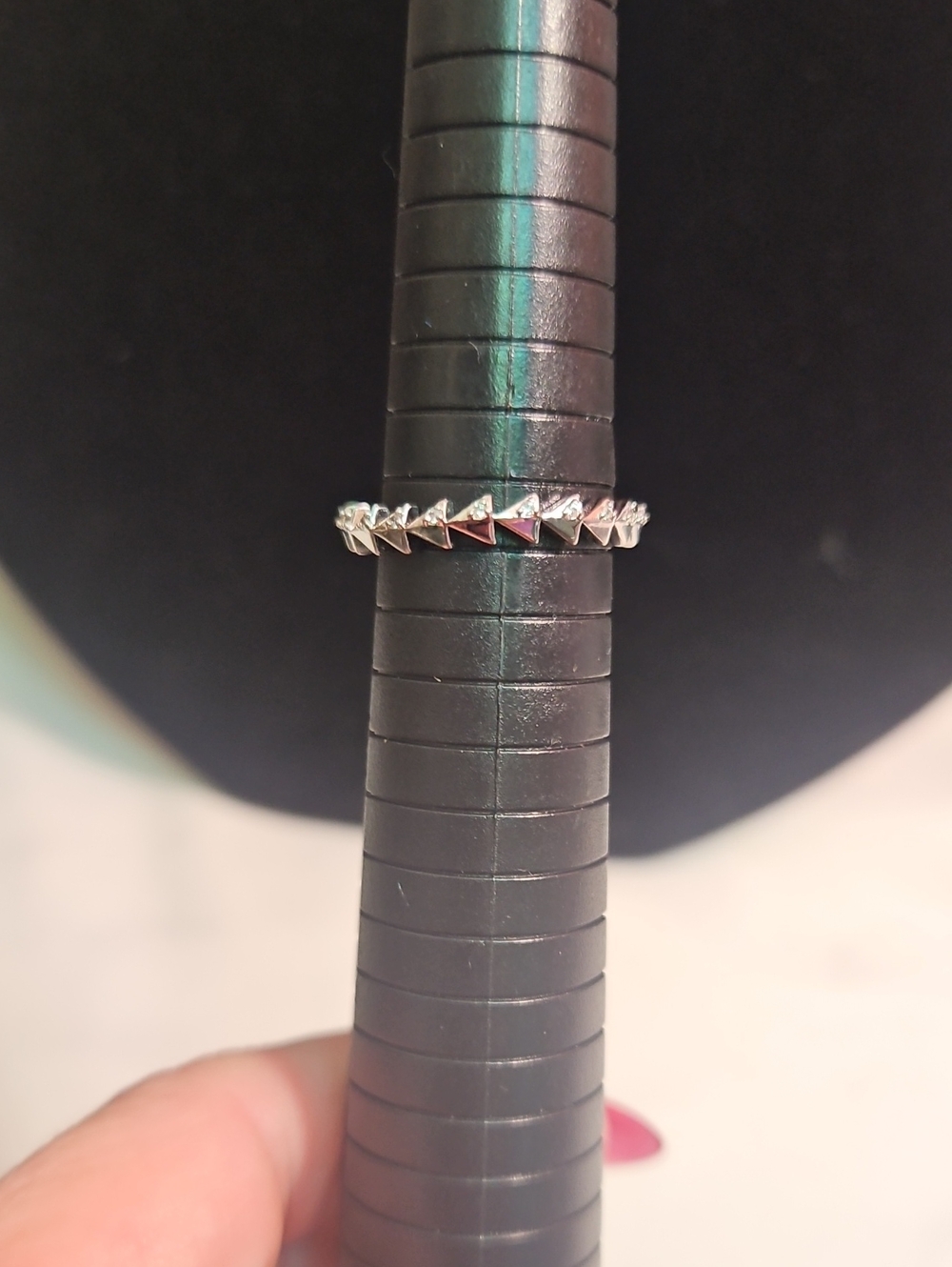 Stainless Steel Pyramid Spike Stackable Ring - Silver
